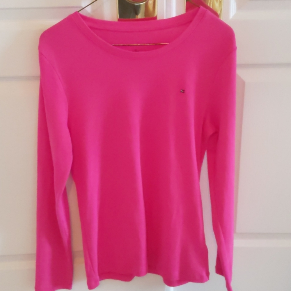 L Magenta Tommy Hilfiger Long Sleeve TShirt